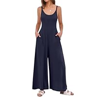 ANRABESS Feminino Macacão Casual Solto Sem Mangas, Elegante, Perna Larga, Alça Ajustável, Roupas De Férias Verão 2025, Tamanho Médio