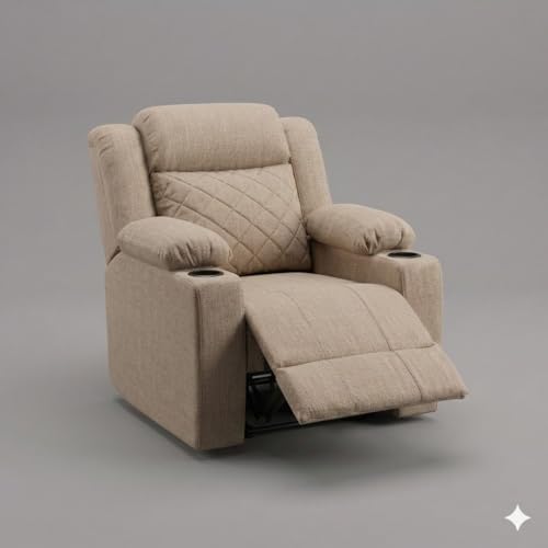 Image of Amazon Brand - Solimo Cosmo | Single Seater Sofa Recliner | Manual Recliner (Velvet Beige) | 1 Year Warranty