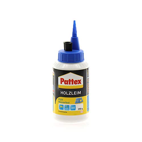 Pattex Holzleim wasserfest Leim D3 mit hoher Wasserbeständigkeit - Holzkleber extra stark für alle Holzarten - Holzleim für Treppen, Fenster und Massivholz, 1kg transparent