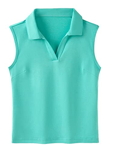 Image of Girls Golf Polo Shirts Sleeveless V Neck Shirts for 5-12 Years