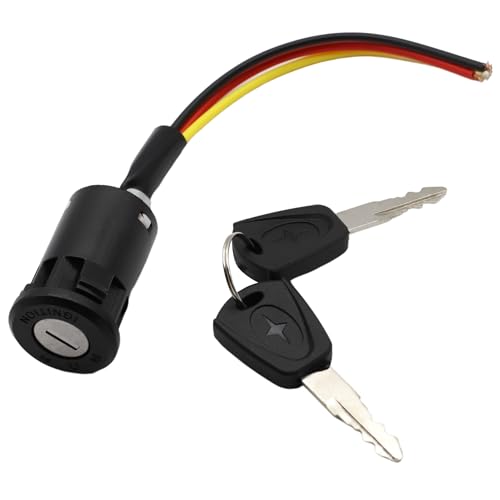 Interruptor de encendido de moto de 3 cables con llaves - bombín de encendido - bombín eléctrico con llaves - luz de parada, Off y encendido - llave y mecanismo de arranque para vehiculos