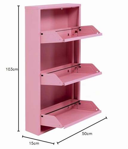 Zapatero de madera rosa con 3 compartimentos prácticos de Kare Design 6