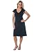 Alki'i V-Neck double fabric bodice with A-line Drape Silvia Dress Charcoal L