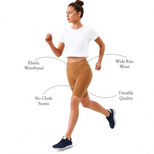 Image of Women's Cotton Lycra Cycling Shorts | 95% Cotton 5% Spandex | Stretchable Knee Length Tights for Gym, Yoga & Sports