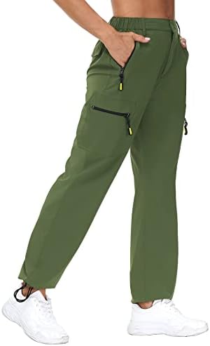 VVK Women's Cargo Joggers Lightweight Quick Dry Hiking Pants Athletic Workout Lounge Casual Outdoor Army Green Medium