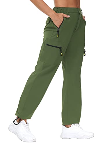 Vvk Women's Cargo Joggers Lightweight Quick Dry Hiking Pants Athletic Workout Lounge Casual Outdoor Army Green Medium #TOP13