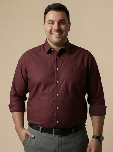 Image of Thomas Scott Men's Regular Fit Formal Shirt | 100% Cotton Long Sleeves | Spread Collar with Contrast Fabric (Available in Plus Size)