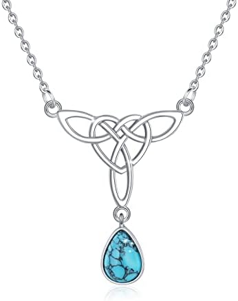 Turquoise/Moonstone Earrings ,Celtic Trinity Earrings for Women,925 Sterling Silver Leverback Drop Earrings Teardrop Dangle Earrings Turquoise jewellery for Girls Kids