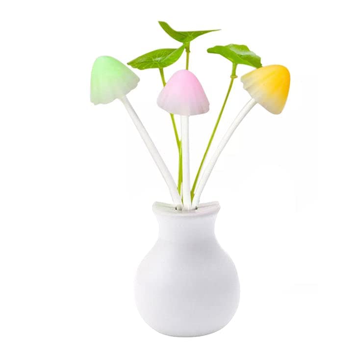 P. N. STORE™ Home Decor LED Lamp Auto ON/Off Sensor Multicolored Illumination Mushroom with Flowers Night Lamp