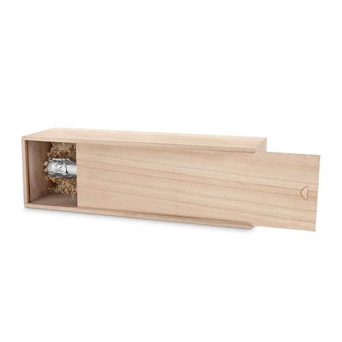 Twine Single Wooden Wine Gift Box with Sliding Lid, Champagne Gift Box, Perfect for Housewarming, Weddings, and Special Celebrations, Holds 1 Bottle, Wine Accessories, Paulownia Wood Storage Boxes