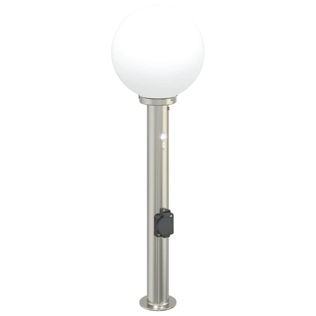Bornes Lumineuses avec Détecteur et Prise, 3 Pièces 80 cm Acier Inoxydable