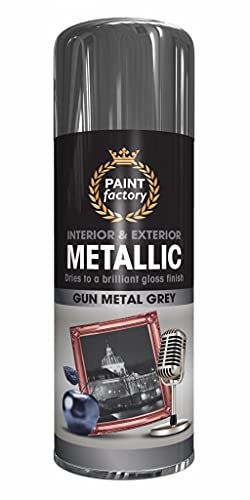 1 x Metallic Gun Metal Grey Spray Paint 400ml Multi-Purpose Use, Spray for Metal and Wooden Furniture, Ornaments, Decorative Items and Much More for Interior & Exterior