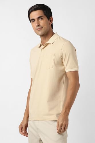 Image of Peter England Men's Cotton Maze Geometric Print Polo T-Shirt - Casual Wear | Modern & Stylish