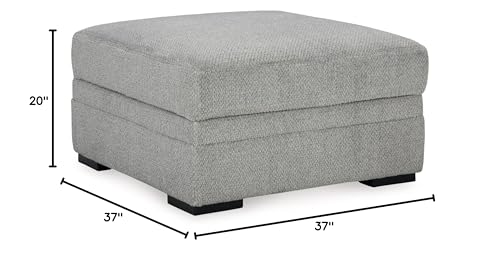 Signature-Design-by-Ashley-Casselbury-Contemporary-Square-Upholstered-Storage-Ottoman-with-Removable-Top-and-4-Cup-Holders-Light-Gray Signature Design by Ashley Casselbury Contemporary Square Upholstered Storage Ottoman with Removable Top and 4 Cup Holders Light Gray