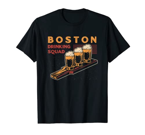 Boston Drinking Squad Massachusetts amante de cerveja MA Booze t-shirt, Preto, S