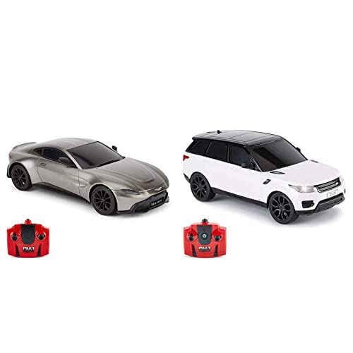 CMJ RC Cars™ Aston Martin Vantage Officially Licensed Remote Control Car. 1:24 Scale Grey & TM Range Rover Sport Remote Control Car 1:24 scale with Working LED Lights, Radio Controlled Supercar