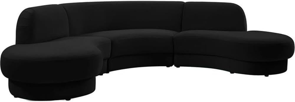 Meridian Furniture 628Black-Sectional Rosa Collection Modern | Contemporary Velvet Upholstered Sectional