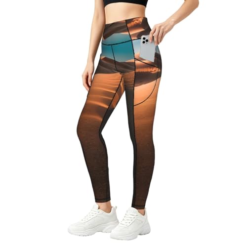 Pantalones de yoga con bolsillos Sand Dunes, mallas de cintura alta para correr y fitness