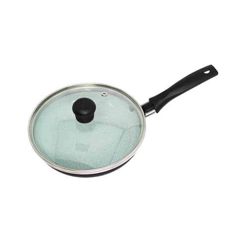 Image of IMUSA 6.3” Gray Speckled Ceramic Mini Fry Pan with Glass Lid – PFAS Free Nonstick Small Skillet for Eggs, Mini Omelets, Crepes & Single Servings, Matte Black Exterior