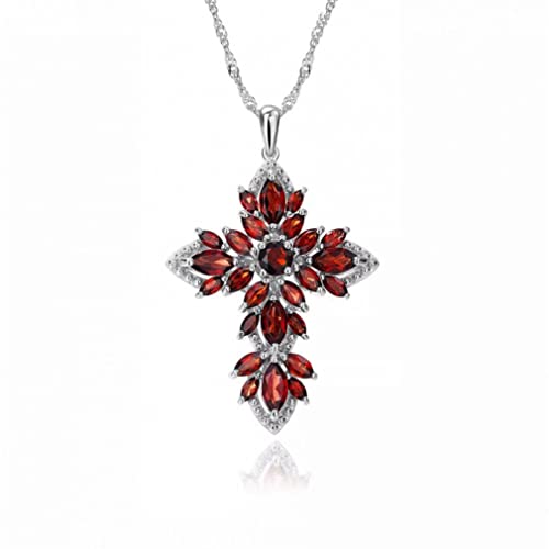 Collier Croix en Argent 925 orné de Grenat le cadeau parfait pour marquer un événement
