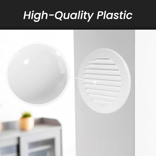 Image of Repa Market 5-Pack 4'' Inch - Plastic Black Vent Covers With Flange - Round Soffit Vent - Air Vent Louver - Grille Cover - Protective Screen Mesh - HVAC Ventilation