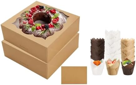NPLUX Bundle of 20 Pack Pie Boxes and 200 Pack Tulip Cupcake Liners Perfect for Any Occasion image 5