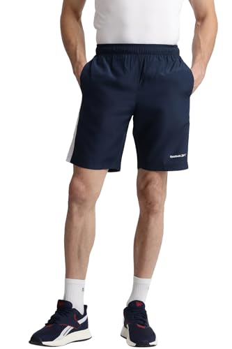 Image of Reebok Men's Woven Polyester Gym Shorts - Lightweight Cooling Training Shorts for Men | Sports Shorts for Men | Workout Running Gym Shorts - Elastic Drawcord Waistband