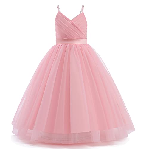 Nileafes Flower Girls Sleeveless Maxi Dress Bridesmaid Wedding Pageant Party Gown 4-14 Age Size 160 (11-12 Years,785Pink-N) #TOP10