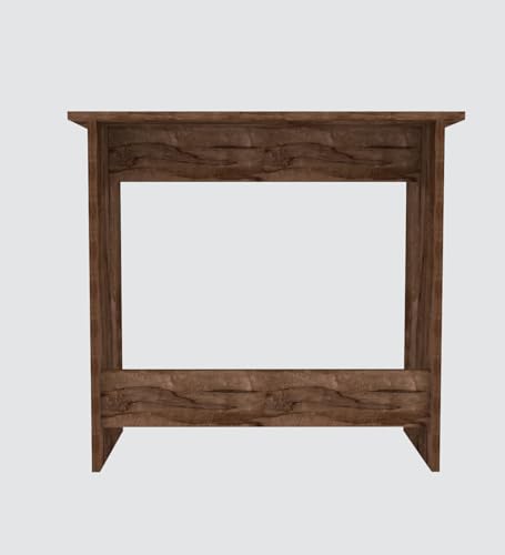 Image of Compact Study Desk, Walnut Brown Wood, 80x40x74 cm, Space-Saving Home Office Table, Modern Design, DIY Assembly