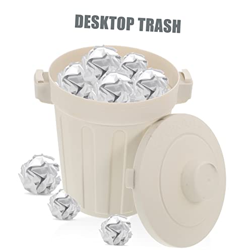 Mini caneca de escritorio con tapa plástico gris miniatura 3