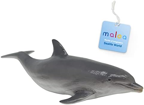 Maloa™ Dolphin Toy Hand-Painted + eBook, Large Dolphin Figurine 9.2 inch, Realistic Dolphin Toy, Animal Toys for Children, Realistic Animal Figures from 3 Years up