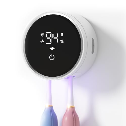 Toothbrush Sanitizer and Holder Toothbrush Holders for Bathroom Tooth Brush Wall-Mounted Cleaner Organizer with Auto-Inductive Cover Air Drying Fits Most Electric Manual and Kids Toothbrushes
