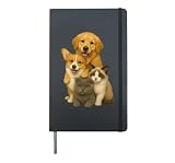 Golden Retriever Corgi Ragdoll British Shorthair Hardcover Journal, Black