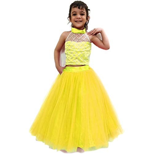Image of TILISM Net Fit & Flare Skirt Yellow