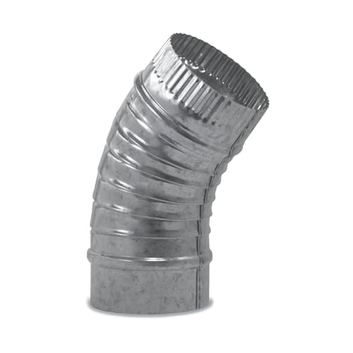 CAEXVEN Codo Rizado para chimeneas en Acero Galvanizado - Ángulo 45º - Serie lisa - 110 mm