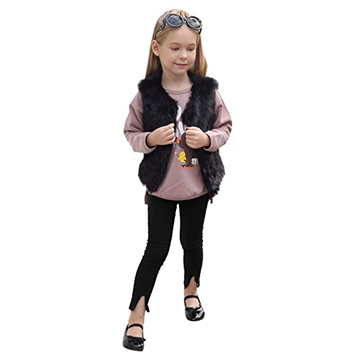 Faux 𝗙𝘂r Vest for Toddler Girls Sleeveless Open Front Crewneck Thick Coat Winter Puffy Warm Windproof Outwear3