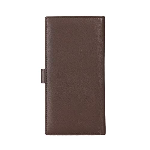 Image of KARA Unisex Tan Leather Passport Holder - Bi-Fold Slim Genuine Leather with Button Lock & 6 Card Slots