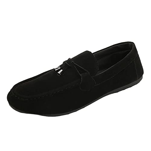 Mens Loafers Round Toe Smoking Loafers Tassel Simple Lightweight Flat Heel Slip Resistant Fashion Classic Slip-ons