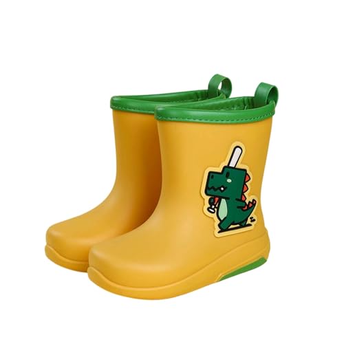 Generisch Botas de goma para niños, niñas, unisex, de dibujos animados, lindas, antideslizantes, impermeables, ligeras, cómodas, para guardería, uso diario, al aire libre, escuela, amarillo, 35 EU