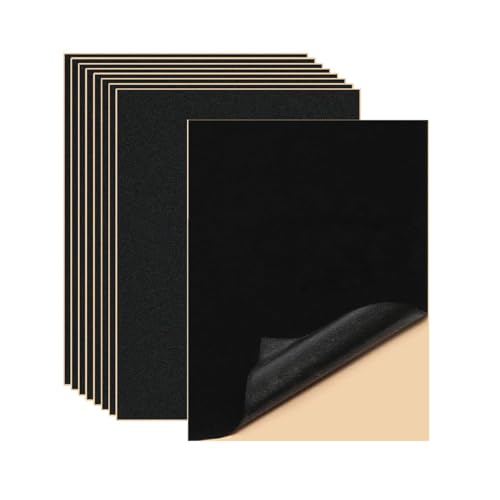 mkemka 10 Stück Schwarzer selbstklebender Samtstoff Schaumgummi Selbstklebende Platten21x 30cm für Kunsthandwerk und Schmuckkästchen Schubladenauskleidung.
