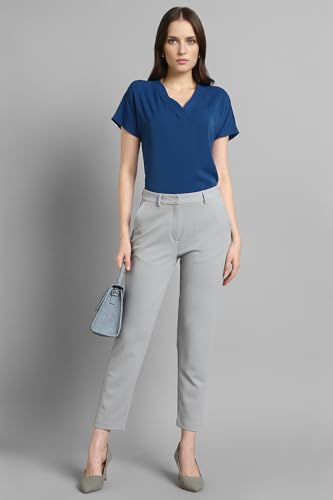 Image of Van Heusen Women's Polyester Regular Fit Half Sleeve V Neck Formal Top