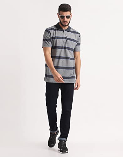 Image of INKKR Striped Men Polo Neck Half Sleeve T-Shirt