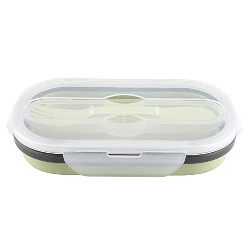 Haofy Contenitore Per Il Pranzo Pieghevole In Silicone Alimentare, Contenitore Per Alimenti Rettangolare Portatile(Verde)