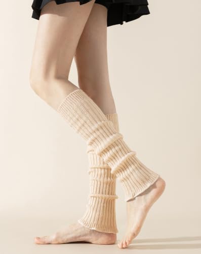 Image of Yawlsow Leg Warmers for Women Girls Y2k Knit Ruffle Leg Warmer Winter 80s with Sequins, Japanese Kawaii Harajuku Accessories