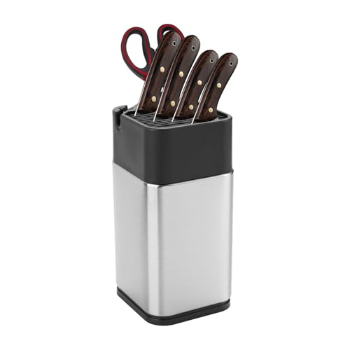 Universal Stainless Steel Knife Block with Sharpening Edges