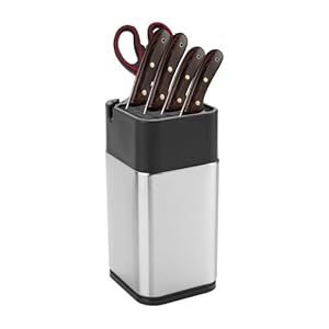 Universal Knife Block, Stainless Steel Knife Holder Without Knife Including Sharpening Edges and Scissor Sockets Multifunctional Knife Holder Knife Block Holder