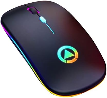 Tec-DigiWireless Mouse Ultra Slim Silent 2.4G Wireless Rechargeable Optical Mouse Lightweight Portable RGB Colour Backlight Mouse for Laptop PC Desktop (Black)
