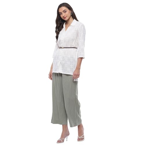 Image of BIBA Women Mid Rise Cotton Straight Palazzo