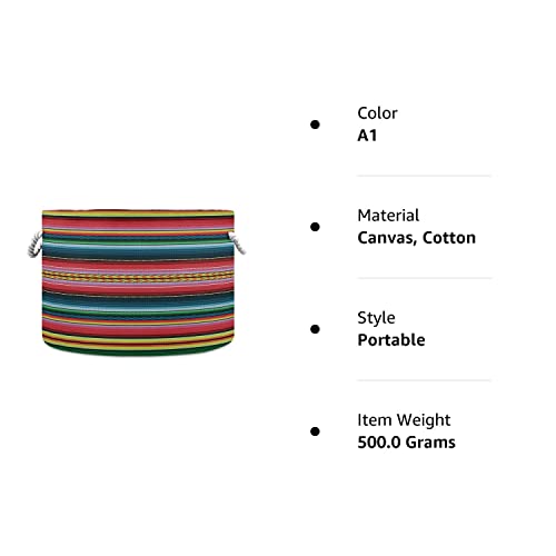 Xigua Large Storage Basket Cotton Rope Basket Mexican Serape Blanket Stripes Colorful Baby Laundry Basket For Blankets Toys Storage Basket Laundry Hamper #TOP6