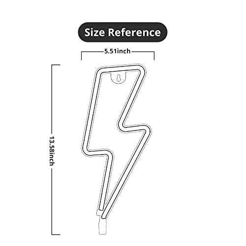 Lumoonosity Lightning Bolt Neon Signs, USB Powered Led Lightning Bolt Light with On/Off Switch, Lightning Neon Sign for Wall Decor, Hanging Led Signs, Neon Lights for Bedroom, Gaming Room Setup